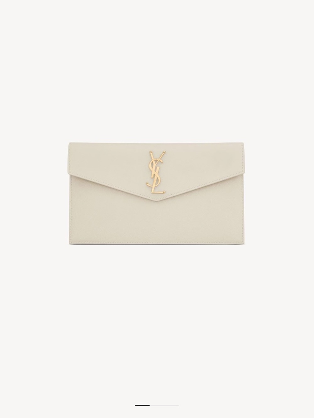 Saint Laurent Ivory Envelope Clutch with Gold YSL